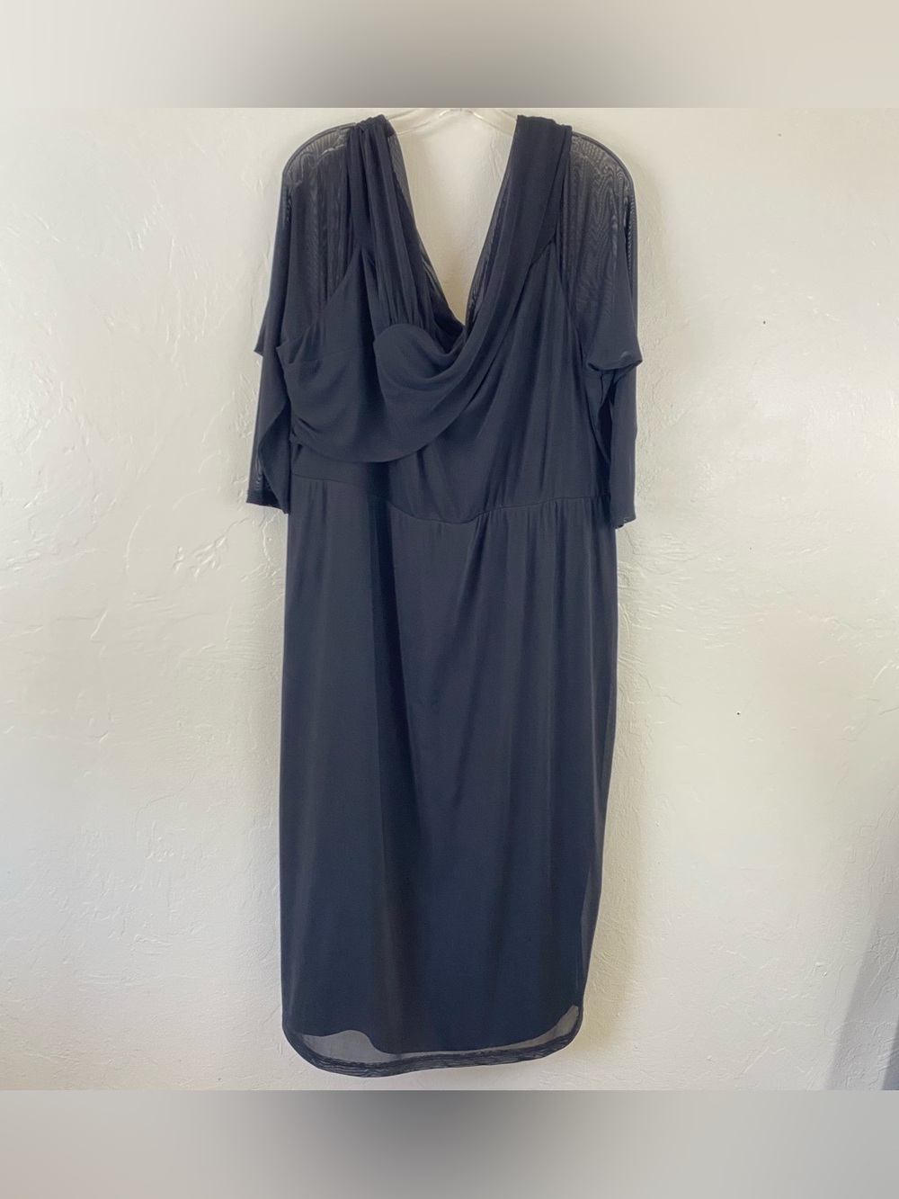 Lane Bryant Size 26/28 Black Sheer Mesh Full Sleeve Jersey Knit Midi Long Dress